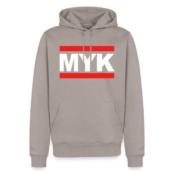 Myk - Mayen - Motiv für Mayener Jungs und Mädels - Männer Premium Bio Hoodie - Taupe - Vorne - Nico (187cm)