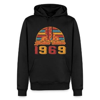 Vélo Cycliste Vélo Anniversaire Année de construction 1969 - Sweat à capuche Premium bio Homme - noir - Devant - Nico (187cm)