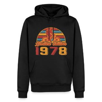 Vélo Vélo Cycliste Anniversaire Construit en 1978 - Sweat à capuche Premium bio Homme - noir - Devant - Nico (187cm)