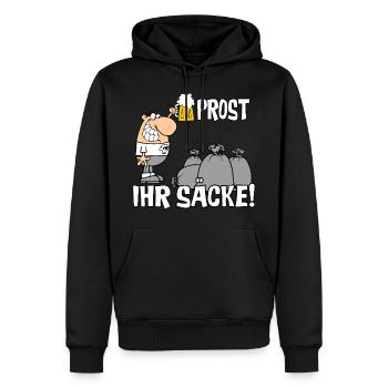 Prost ihr Säcke - Männer Premium Bio Hoodie - Schwarz - Vorne - Nico (187cm)