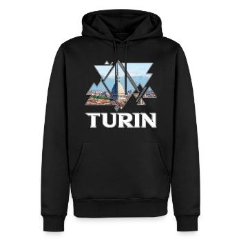 Turin Turin Turin Italie Ville Skyline Accueil Amour - Sweat à capuche Premium bio Homme - noir - Devant - Nico (187cm)