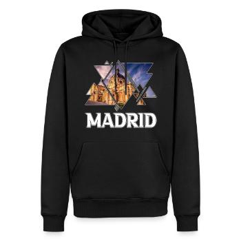 Madrid Espagne Ville Skyline Accueil Amour Vacances - Sweat à capuche Premium bio Homme - noir - Devant - Nico (187cm)