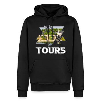 Tours France City Skyline Accueil Amour - Sweat à capuche Premium bio Homme - noir - Devant - Nico (187cm)