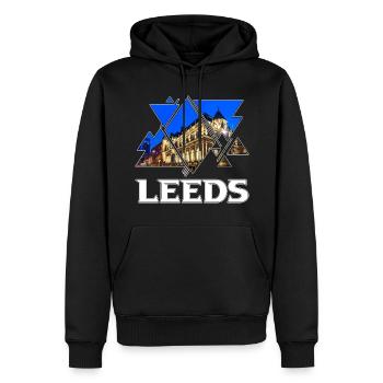 Leeds Angleterre UK City Skyline Accueil Amour - Sweat à capuche Premium bio Homme - noir - Devant - Nico (187cm)