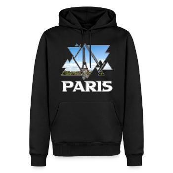 Paris France City Skyline Tour Eiffel Vacances - Sweat à capuche Premium bio Homme - noir - Devant - Nico (187cm)
