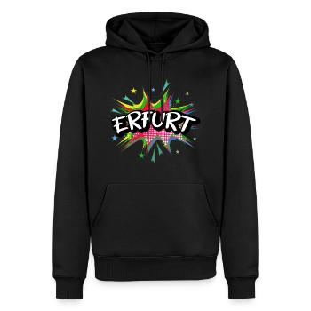 Erfurt, Allemagne, ville, Pop Art, Bande dessinée - Sweat à capuche Premium bio Homme - noir - Devant - Nico (187cm)