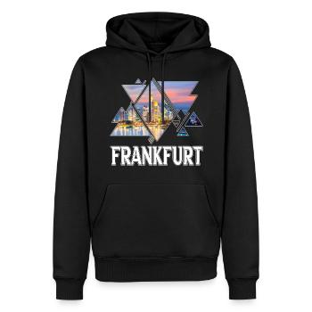 Francfort, Allemagne, ville, horizon, maison, amour - Sweat à capuche Premium bio Homme - noir - Devant - Nico (187cm)