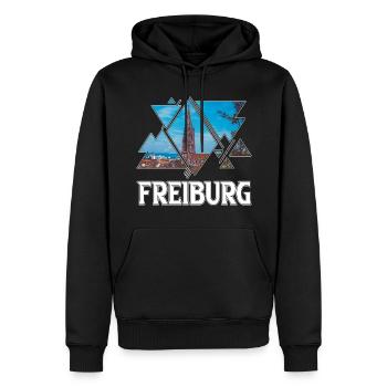 Freiburg Allemagne Ville Skyline Accueil Amour - Sweat à capuche Premium bio Homme - noir - Devant - Nico (187cm)
