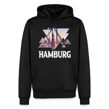 Hambourg Allemagne city skyline home love - Sweat à capuche Premium bio Homme - noir - Devant - Nico (187cm)