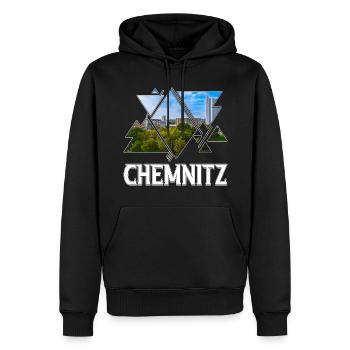 Chemnitz Allemagne Ville Skyline Accueil Amour - Sweat à capuche Premium bio Homme - noir - Devant - Nico (187cm)