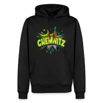 Chemnitz Allemagne Ville Pop Art Comic Art - Sweat à capuche Premium bio Homme - noir - Devant - Nico (187cm)