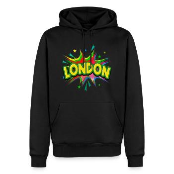 Londres Angleterre Royaume-Uni City Pop Art Comic Art - Sweat à capuche Premium bio Homme - noir - Devant - Nico (187cm)
