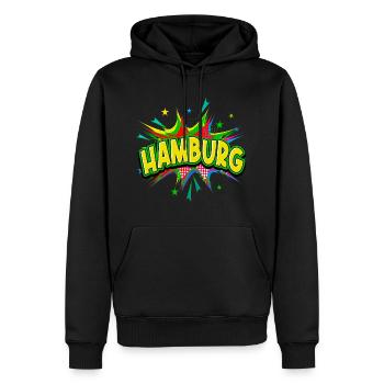 Hamburg Germany City Pop Art Comic Art - Men’s Premium Organic Hoodie - black - Front - Nico (187cm)