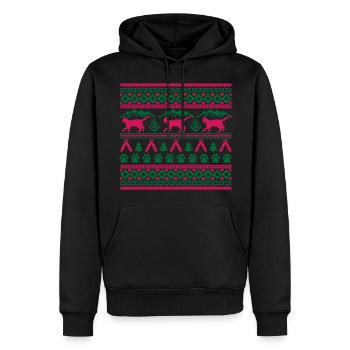 Weihnachtskatze Hässlicher Weihnachtspullover Geschenk - Männer Premium Bio Hoodie - Schwarz - Vorne - Nico (187cm)