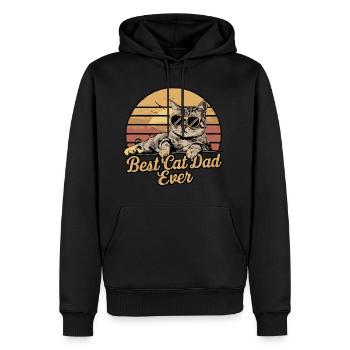 Un look rétro cool pour tous les papas chats - Sweat à capuche Premium bio Homme - noir - Devant - Nico (187cm)