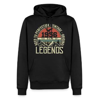 Anniversaire 1956 Vintage 1956 Rétro - Né en 1956 - Sweat à capuche Premium bio Homme - noir - Devant - Nico (187cm)