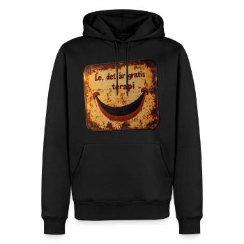 Smile it's free therapy - Charmantes Blechschild - Männer Premium Bio Hoodie - Schwarz - Vorne - Nico (187cm)