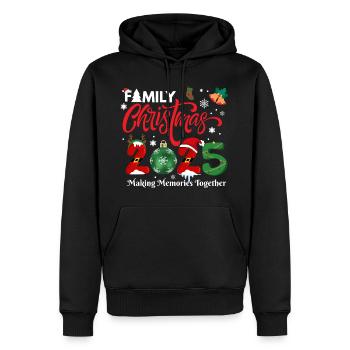 JOYEUX NOËL, Noël en famille 2025 - Sweat à capuche Premium bio Homme - noir - Devant - Nico (187cm)