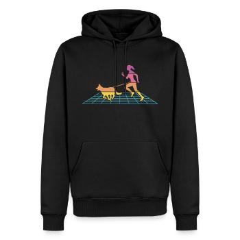 Course de canicross de cross-country avec le coureur de chien Retrowave - Sweat à capuche Premium bio Homme - noir - Devant - Nico (187cm)