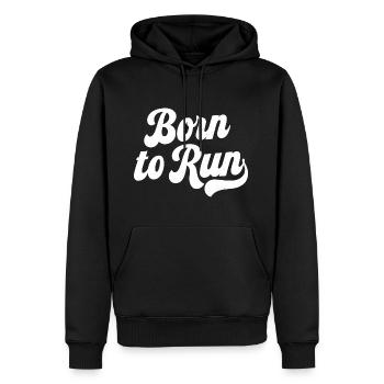 Né pour courir - Sweat à capuche Premium bio Homme - noir - Devant - Nico (187cm)