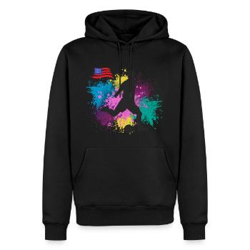 Fußball USA Grungy Farbspritzer - Männer Premium Bio Hoodie - Schwarz - Vorne - Nico (187cm)