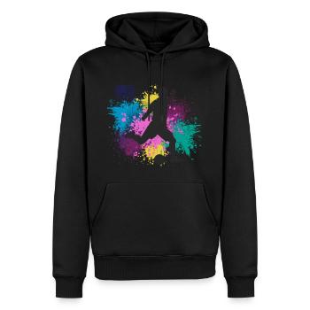Fußball USA Grungy Farbspritzer - Männer Premium Bio Hoodie - Schwarz - Vorne - Nico (187cm)