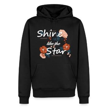 "Shine Like The Star – Trendy Motivational Unisex - Sweat à capuche Premium bio Homme - noir - Devant - Nico (187cm)
