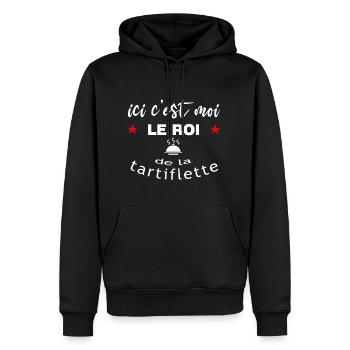 ici c'est moi le ROI de la tartiflette - Sweat à capuche Premium bio Homme - noir - Devant - Nico (187cm)