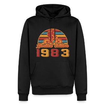 Bicycles Bicycle Birthday Mountain Bike 1983 - Men’s Premium Organic Hoodie - black - Front - Nico (187cm)