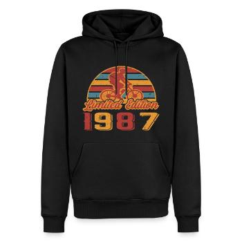 Vélo Cycliste Vélo Vélo Anniversaire 1987 - Sweat à capuche Premium bio Homme - noir - Devant - Nico (187cm)