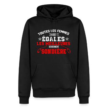 MEILLEUR SONDIÈRE - Sweat à capuche Premium bio Homme - noir - Devant - Nico (187cm)