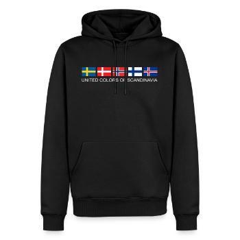 UNITED COLORS OF SCANDINAVIA | Länder Flaggen - Männer Premium Bio Hoodie - Schwarz - Vorne - Nico (187cm)