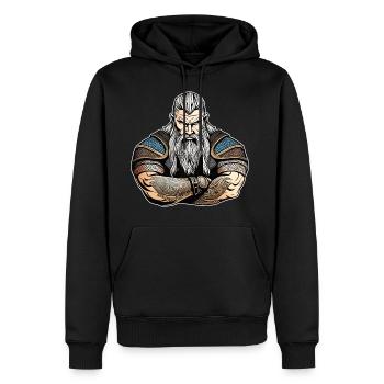 Fier Viking avec des tatouages - Sweat à capuche Premium bio Homme - noir - Devant - Nico (187cm)
