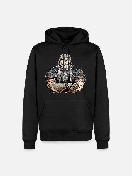 Stolzer Wikinger mit Tattoos - Männer Premium Bio Hoodie - Schwarz