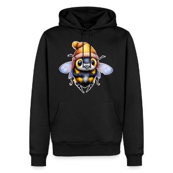 Abeille d'hiver fraîche avec chapeau et écharpe - Sweat à capuche Premium bio Homme - noir - Devant - Nico (187cm)