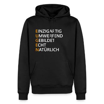 Eugen Name Geschenk - Männer Premium Bio Hoodie - Schwarz - Vorne - Nico (187cm)