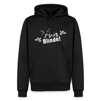 J'suis Blindé ! - Sweat à capuche Premium bio Homme - noir - Devant - Nico (187cm)