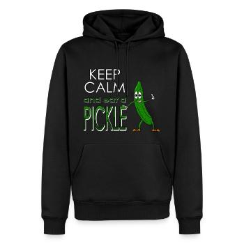 Keep calm and eat a pickle - Manger du concombre - Sweat à capuche Premium bio Homme - noir - Devant - Nico (187cm)
