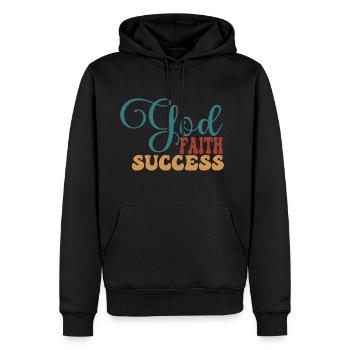God Faith Success - Männer Premium Bio Hoodie - Schwarz - Vorne - Nico (187cm)