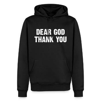 Cher Dieu, merci - Sweat à capuche Premium bio Homme - noir - Devant - Nico (187cm)