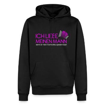 ich liebe meinen mann weiss pink - Männer Premium Bio Hoodie - Schwarz - Vorne - Nico (187cm)