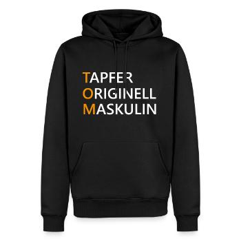 Tom Name Geschenk - Männer Premium Bio Hoodie - Schwarz - Vorne - Nico (187cm)