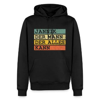 Der Mann Der Alles kann Jannik - Männer Premium Bio Hoodie - Schwarz - Vorne - Nico (187cm)