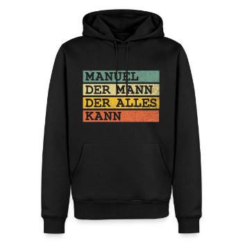 Der Mann Der Alles kann Manuel - Männer Premium Bio Hoodie - Schwarz - Vorne - Nico (187cm)