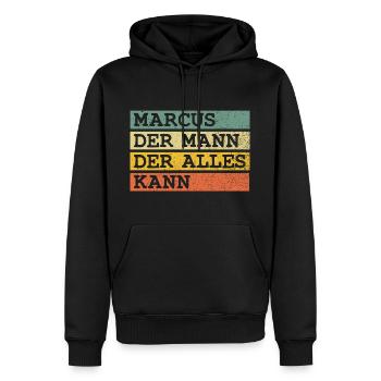 Der Mann Der Alles kann Marcus - Männer Premium Bio Hoodie - Schwarz - Vorne - Nico (187cm)