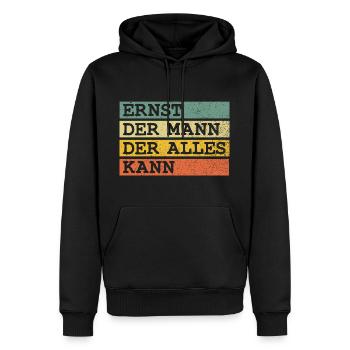 Der Mann Der Alles kann Ernst - Männer Premium Bio Hoodie - Schwarz - Vorne - Nico (187cm)