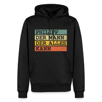 Der Mann Der Alles kann Philipp - Männer Premium Bio Hoodie - Schwarz - Vorne - Nico (187cm)
