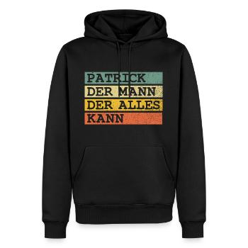 Der Mann Der Alles kann Patrick - Männer Premium Bio Hoodie - Schwarz - Vorne - Nico (187cm)