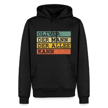 Der Mann Der Alles kann Oliver - Männer Premium Bio Hoodie - Schwarz - Vorne - Nico (187cm)