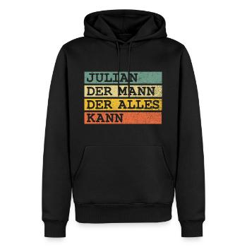Der Mann Der Alles kann Julian - Männer Premium Bio Hoodie - Schwarz - Vorne - Nico (187cm)